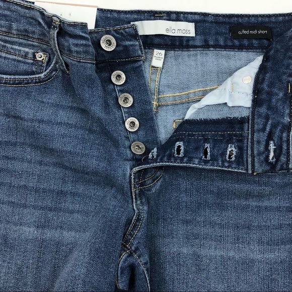 Ella Moss Beckett Button Fly Cuffed Raw Hem Jean Shorts Size 26 NEW - Picture 7 of 8